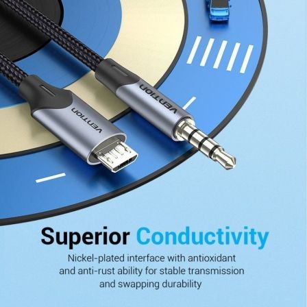 Vention Cable de Audio Micro-USB Macho a Jack 3.5mm Macho 2m Negro